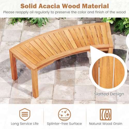 Acacia Wood Firepit Bench with Metal Frame Q8481