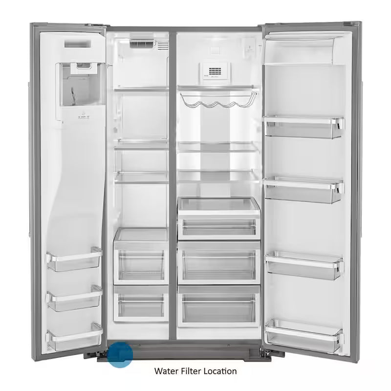 36 in. W 24.8 cu. ft. Side by Side Refrigerator with Exterior Ice and Water Stainless Steel G5569