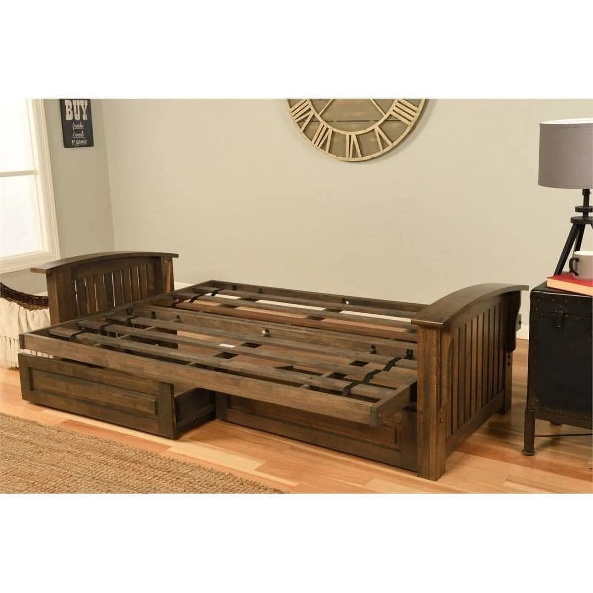 Queen Size Wood Storage Futon S4830
