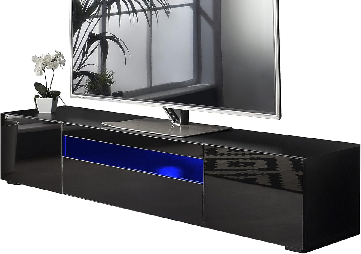 Modern Black Modular TV Cabinet with LED Lights L7184