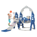 Blue Kids 5-in-1 Slides Climbing Swing Set R84304