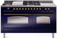 60 Dual Fuel Natural Gas Range in Blue with Bronze Trim F9226