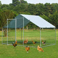Extra Large Metal Chicken Coop Walkin Hen Run House Cage Silver G466671