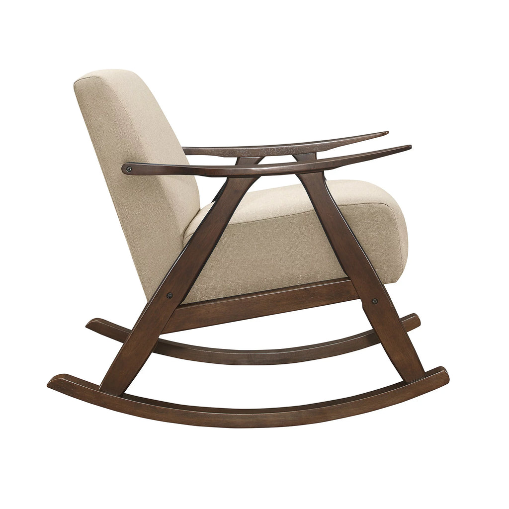 Light Brown Fabric Upholstered Rocking Chair P4906