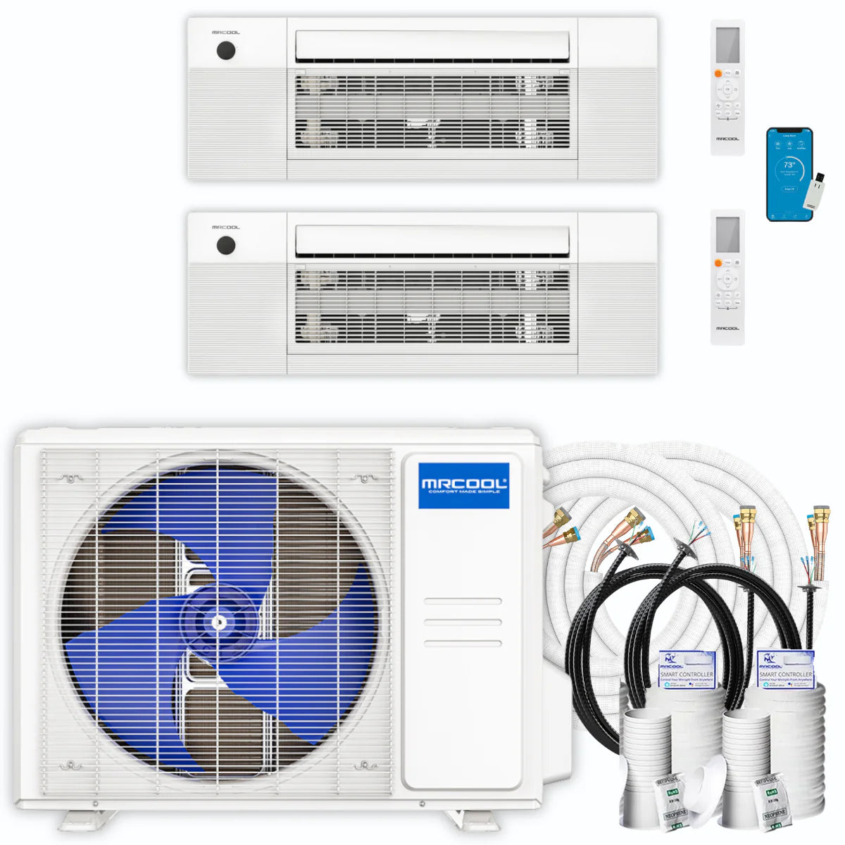 21,000 BTU 2 Zone Ceiling Cassette Ductless Air Conditioner and Heat Pump E818235