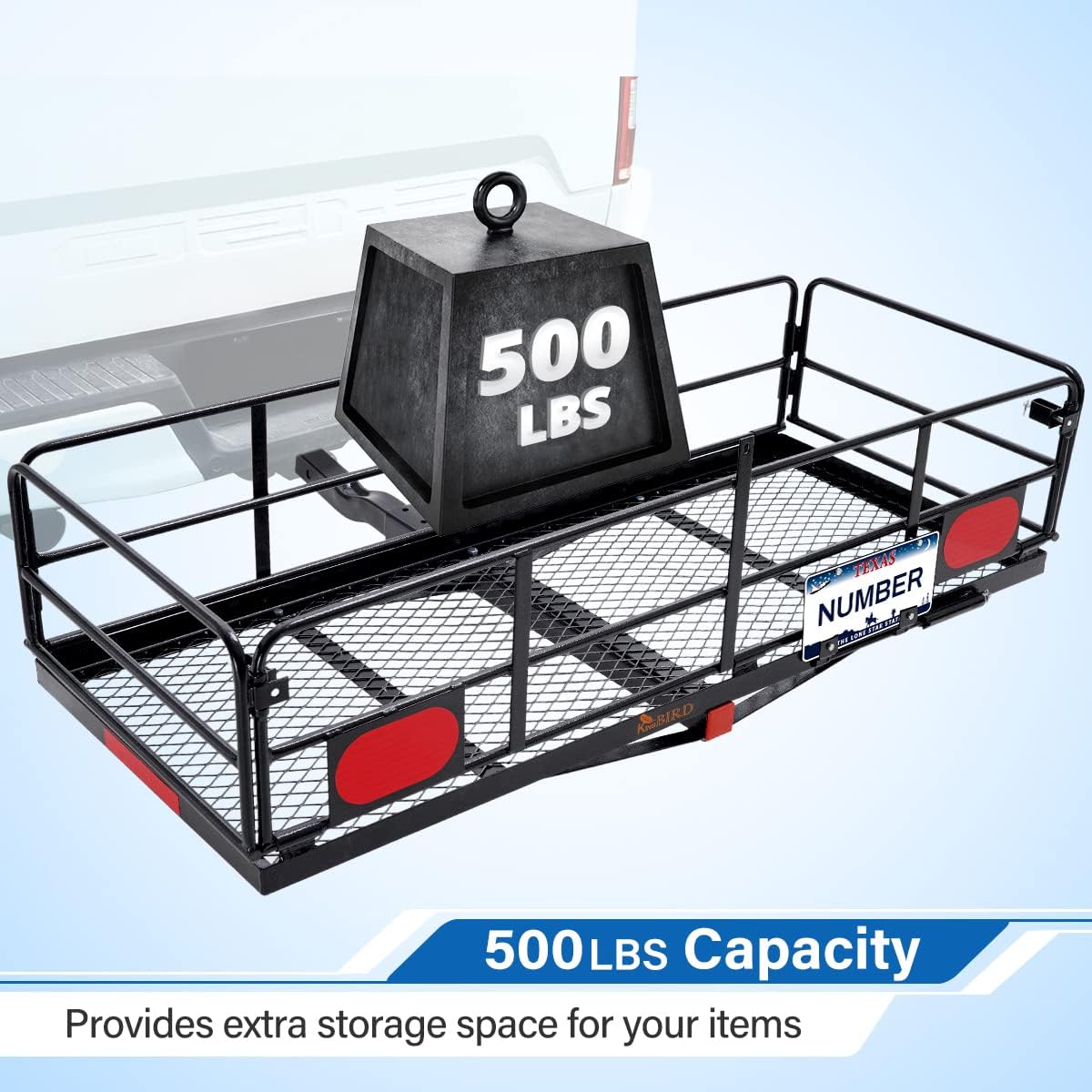 Folding Hitch Mount Cargo Carrier with Ratchet Straps K9058