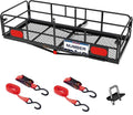 Folding Hitch Mount Cargo Carrier with Ratchet Straps K9058
