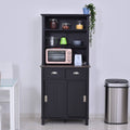 Black Kitchen Pantry Cabinet with Sliding Doors C1398