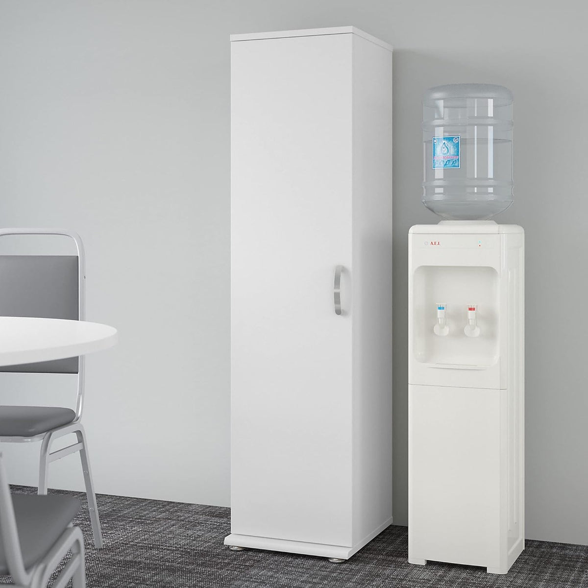 Tall Narrow Storage Cabinet with Door and Shelves, White Q77543