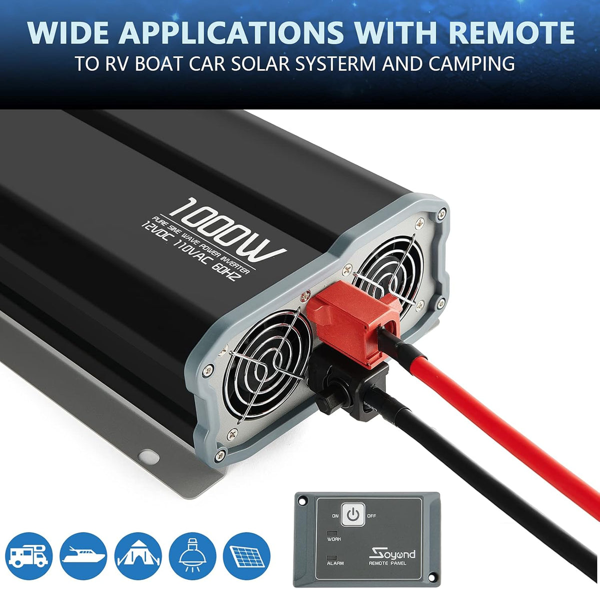 Pure Sine Wave 1000 Watt Power Inverter T54022