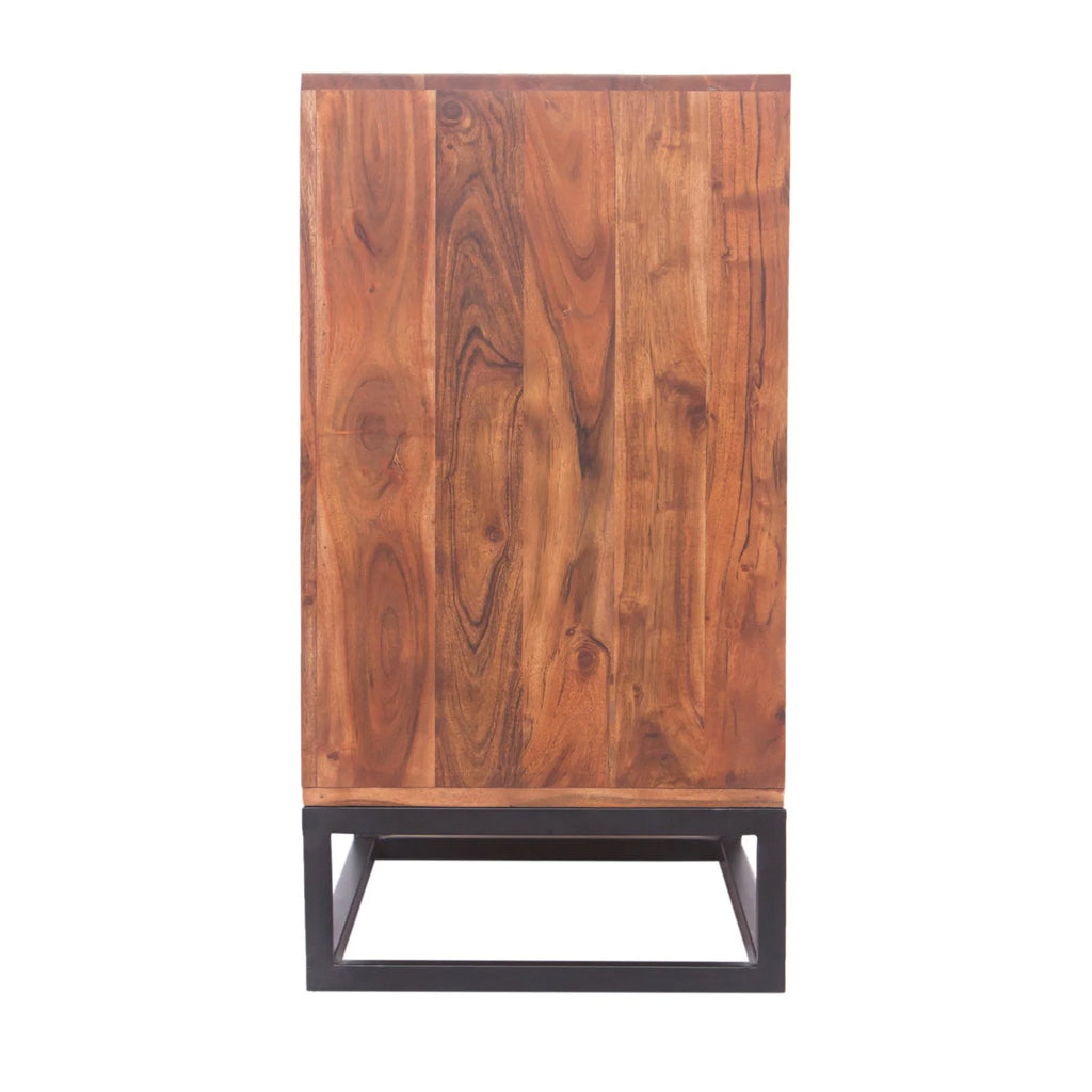 Acacia Wood Dresser or Display Unit Walnut Brown & Black U3374