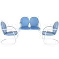 3Pc White Gloss Outdoor Metal Conversation Set P621698