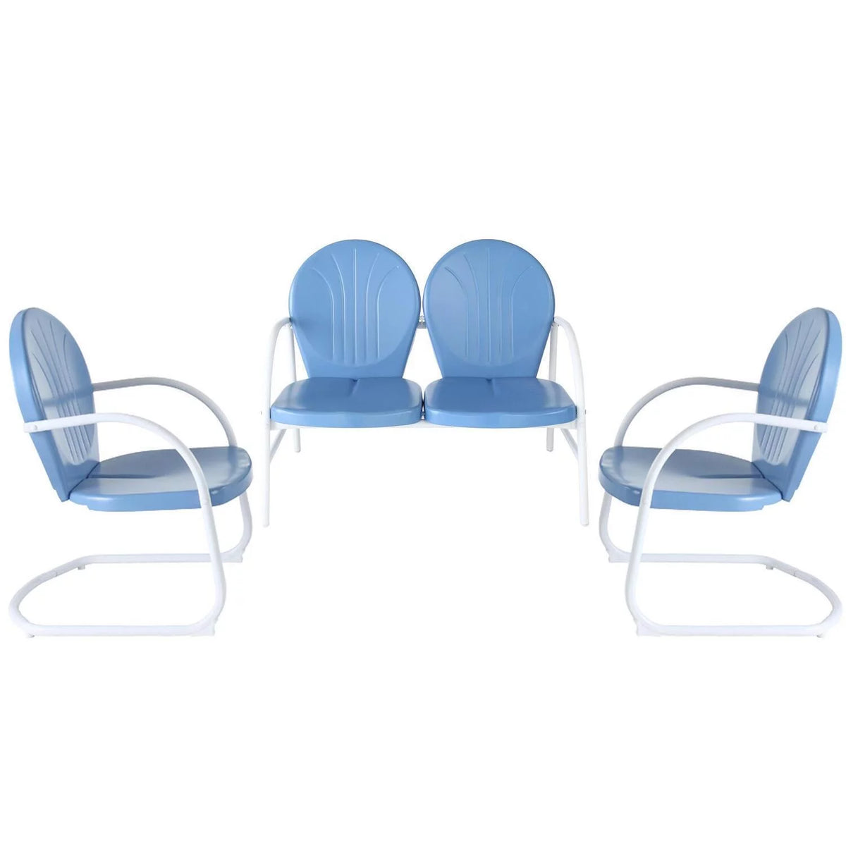 3Pc White Gloss Outdoor Metal Conversation Set P621698