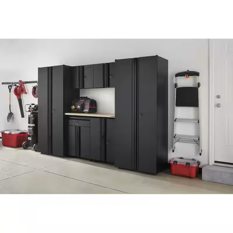 7 Piece Welded Steel Garage Storage System Black J816