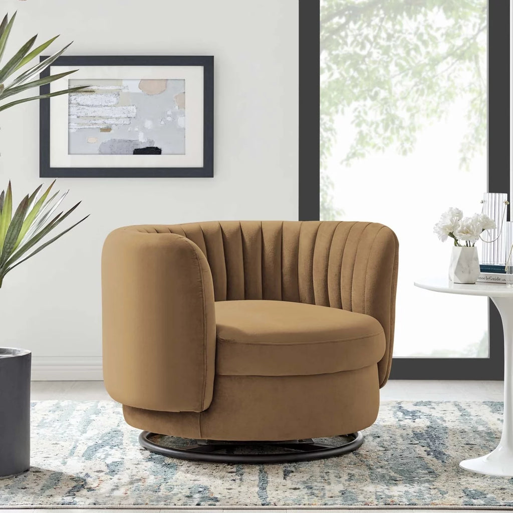 Black Tufted Velvet Swivel Chair W76836
