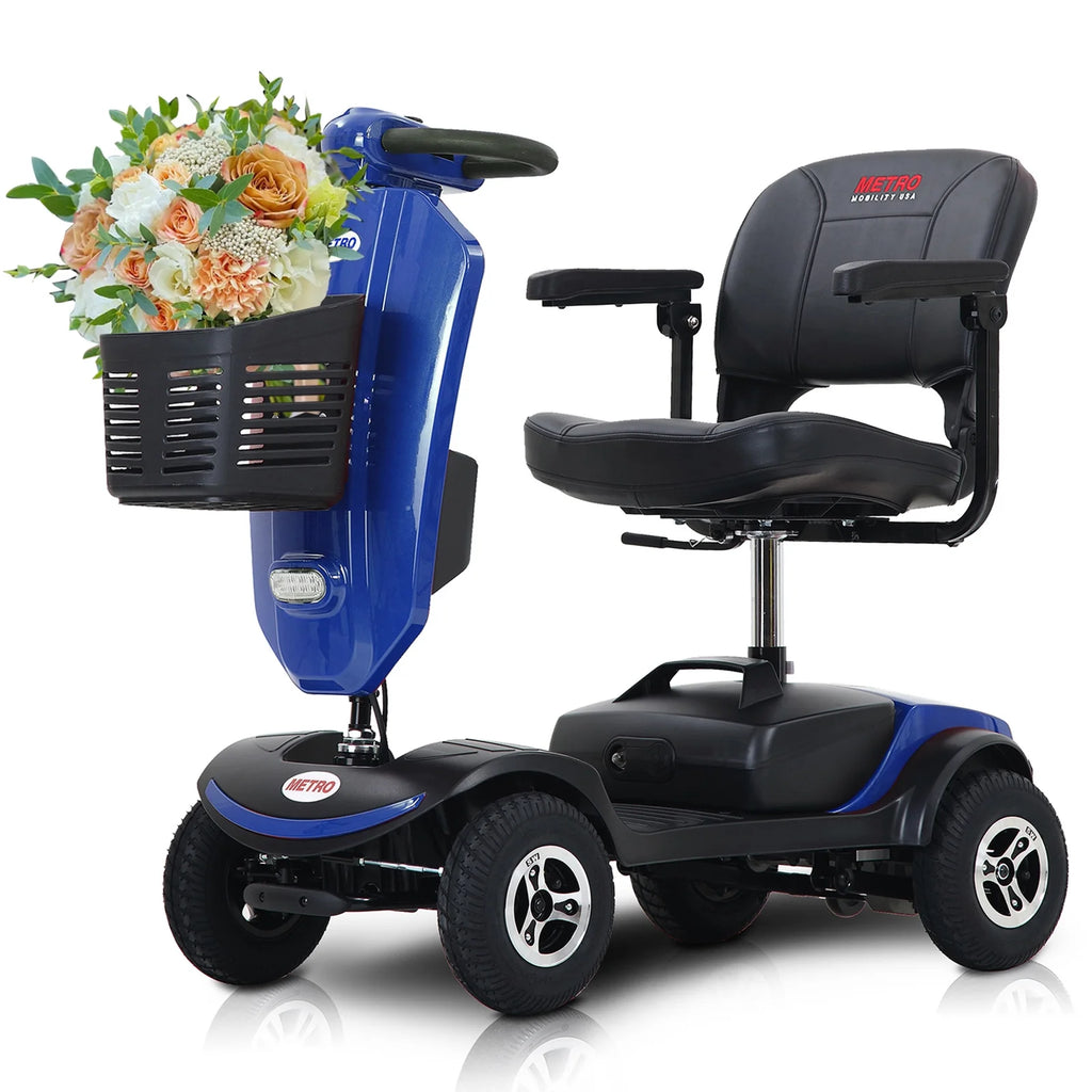 4 Wheels Foldable Mobility Scooter with LED Light and USB Port Red E870