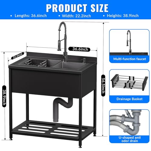 Stainless Steel Utility Sink with Faucet and Drain Kit O41244