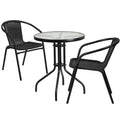 3-Piece Glass Round Outdoor Bistro Set S749542