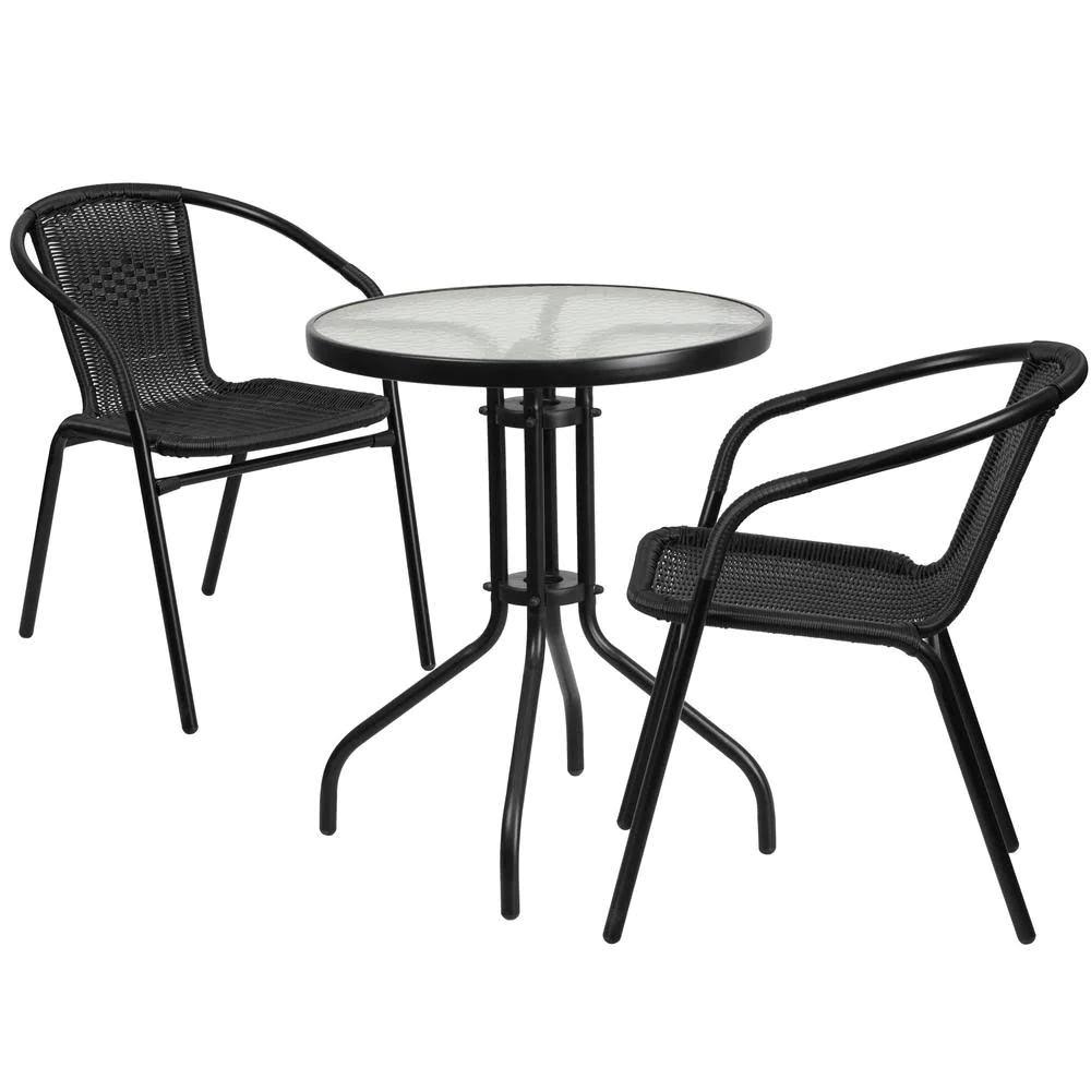 3-Piece Glass Round Outdoor Bistro Set S749542