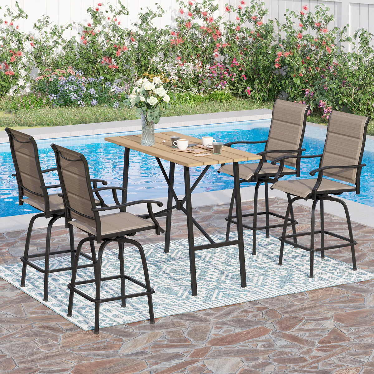 2Pcs Outdoor Metal Swivel Bar Stools N690