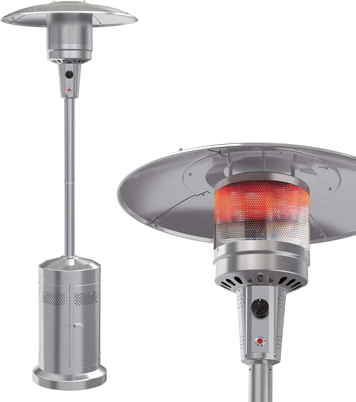 Gas Patio Heater with Wheels and Cover, 48,000 BTU Portable Propane Heater E433