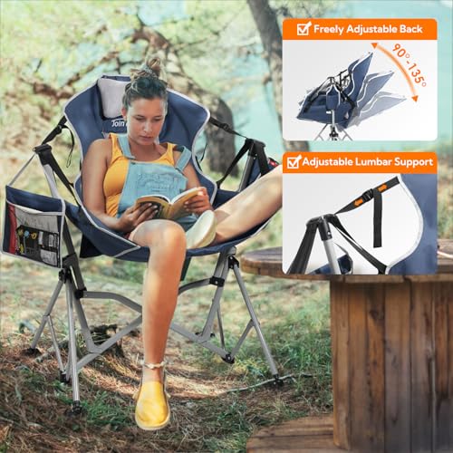 Oversized Hammock Camping Chair with Adjustable Backrest Blue D95582