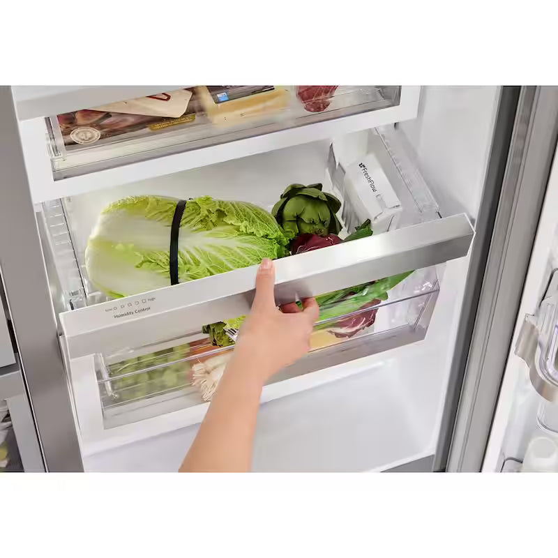 36 in. W 24.8 cu. ft. Side by Side Refrigerator with Exterior Ice and Water Stainless Steel G5569