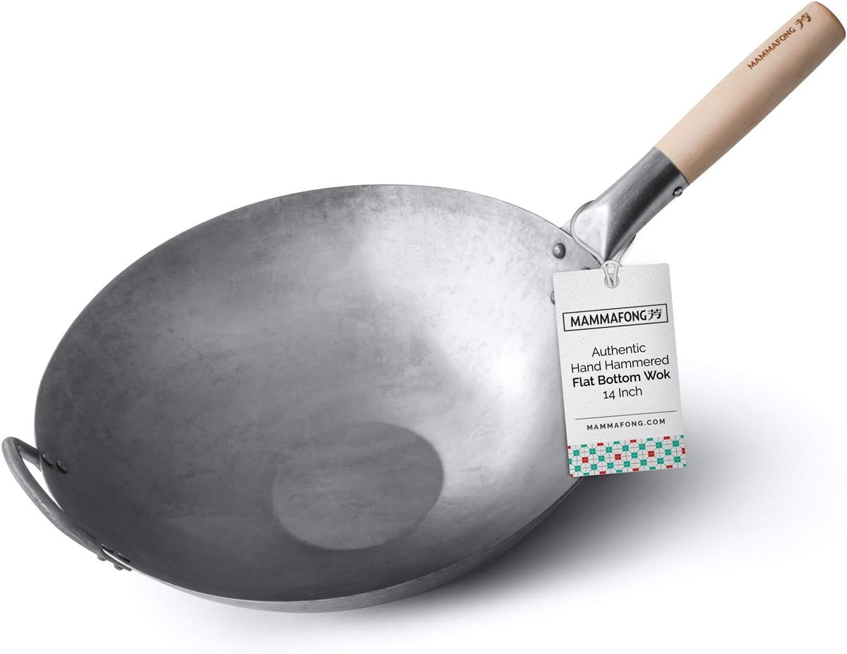 Flat Bottom Carbon Steel Wok Pan 14 Pack of 2 I801236
