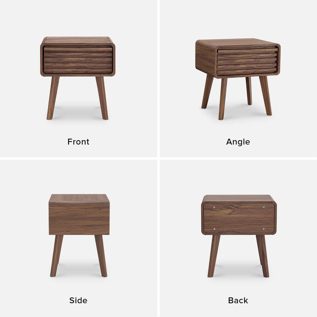 Walnut Side Table with Slatted Door E222780