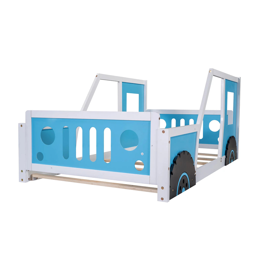 Twin Size Wood Platform Bed Frame with Wheels X5690