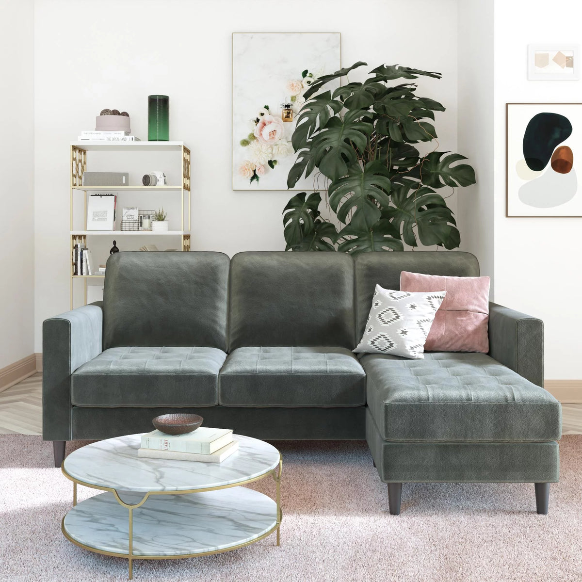 Light Gray Reversible Sectional Sofa I8961