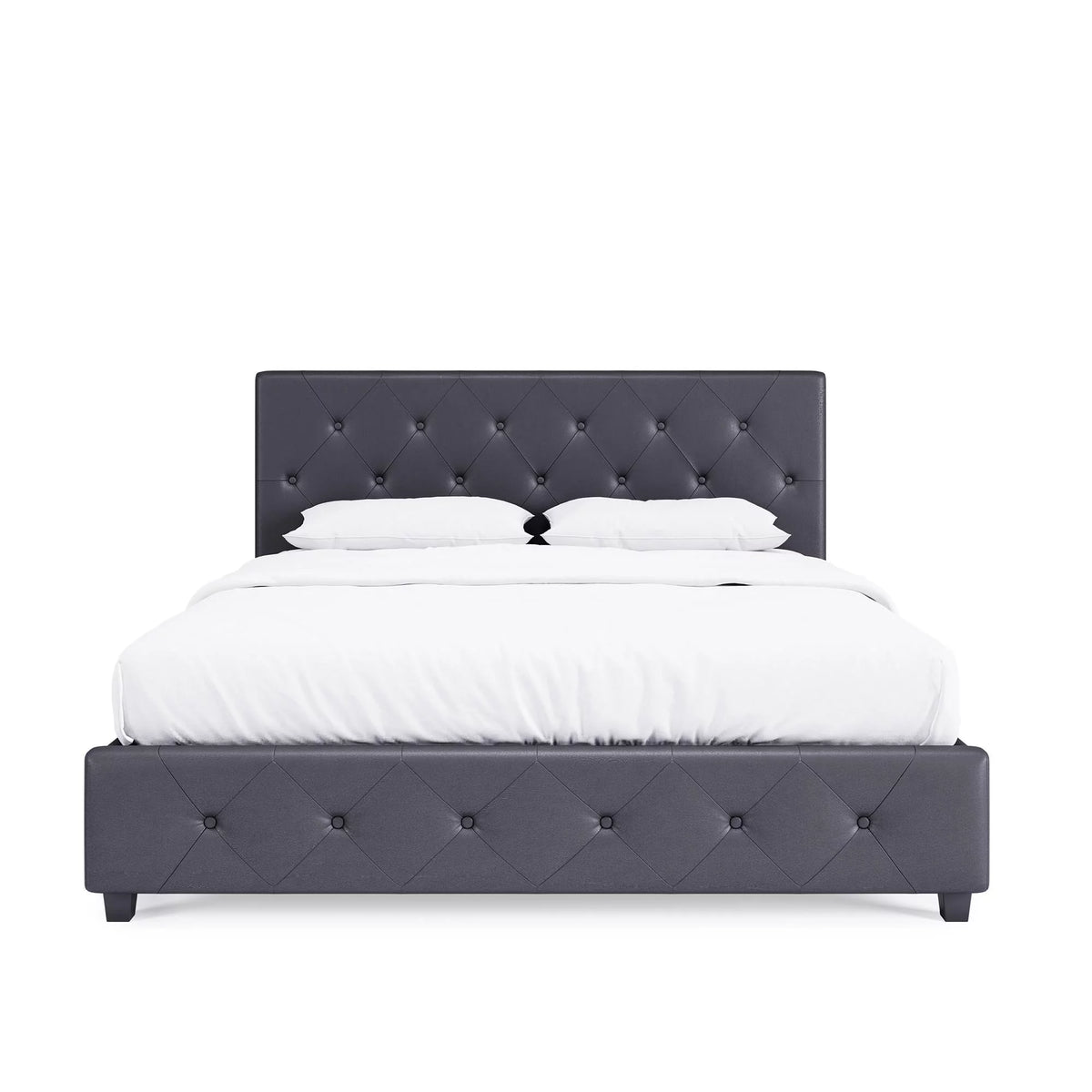 Queen Gray Faux Leather Upholstered Platform Bed E72821
