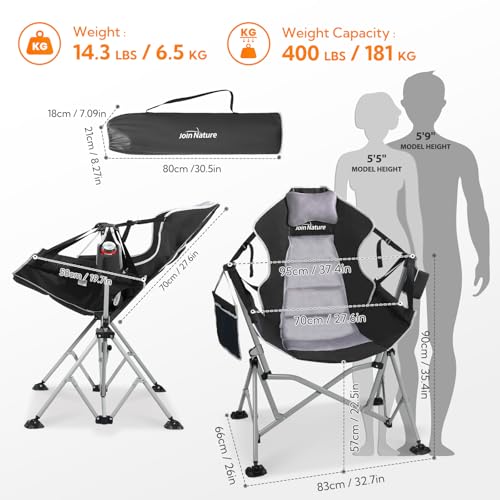 Oversized Hammock Camping Chair with Adjustable Backrest Blue D95582