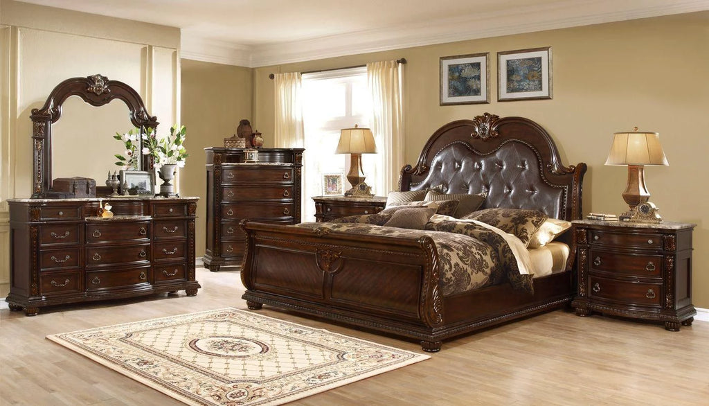 Dark Cherry Queen Bedroom Set 5P with Chest X144197
