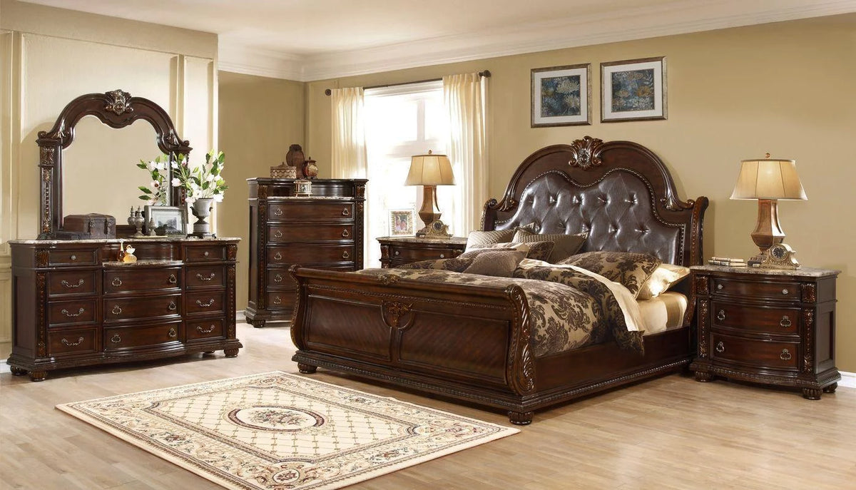 Dark Cherry Queen Bedroom Set 5P with Chest X144197
