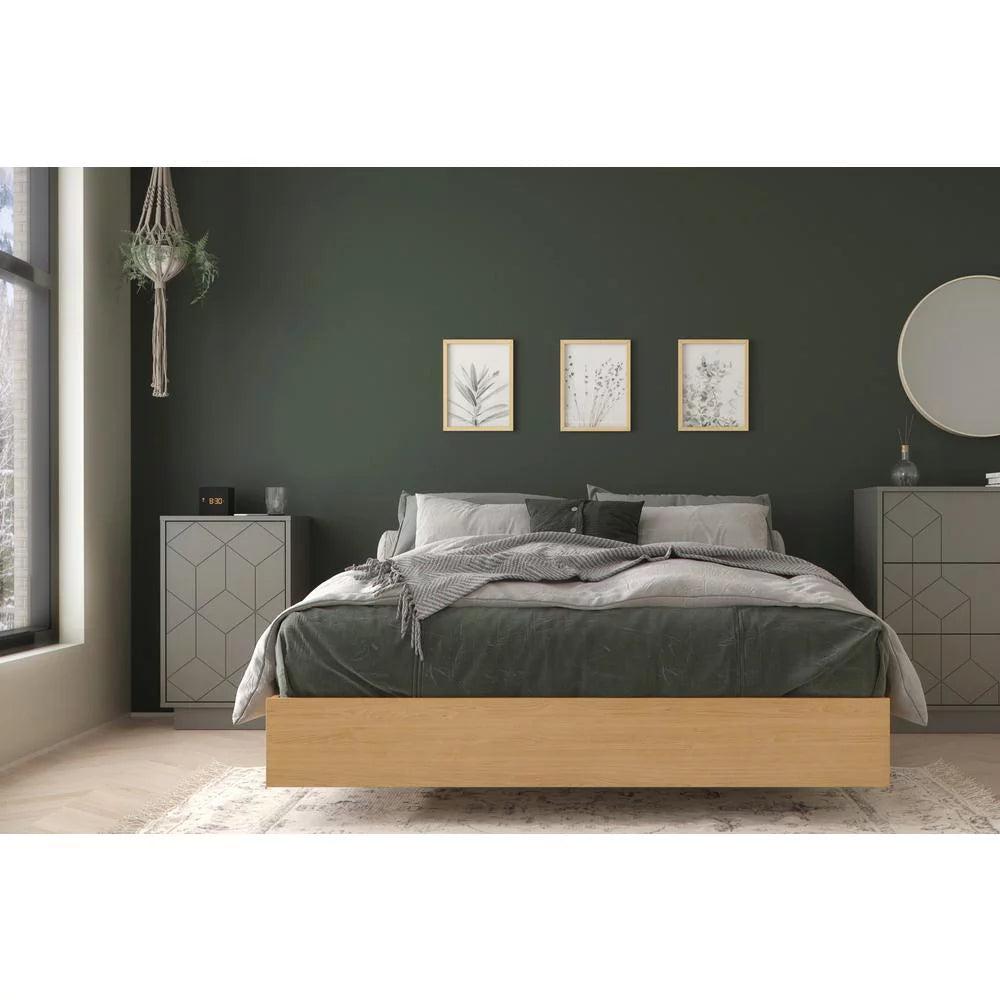 2 Piece Full Size Bedroom Set Natural Maple and Greige I4089