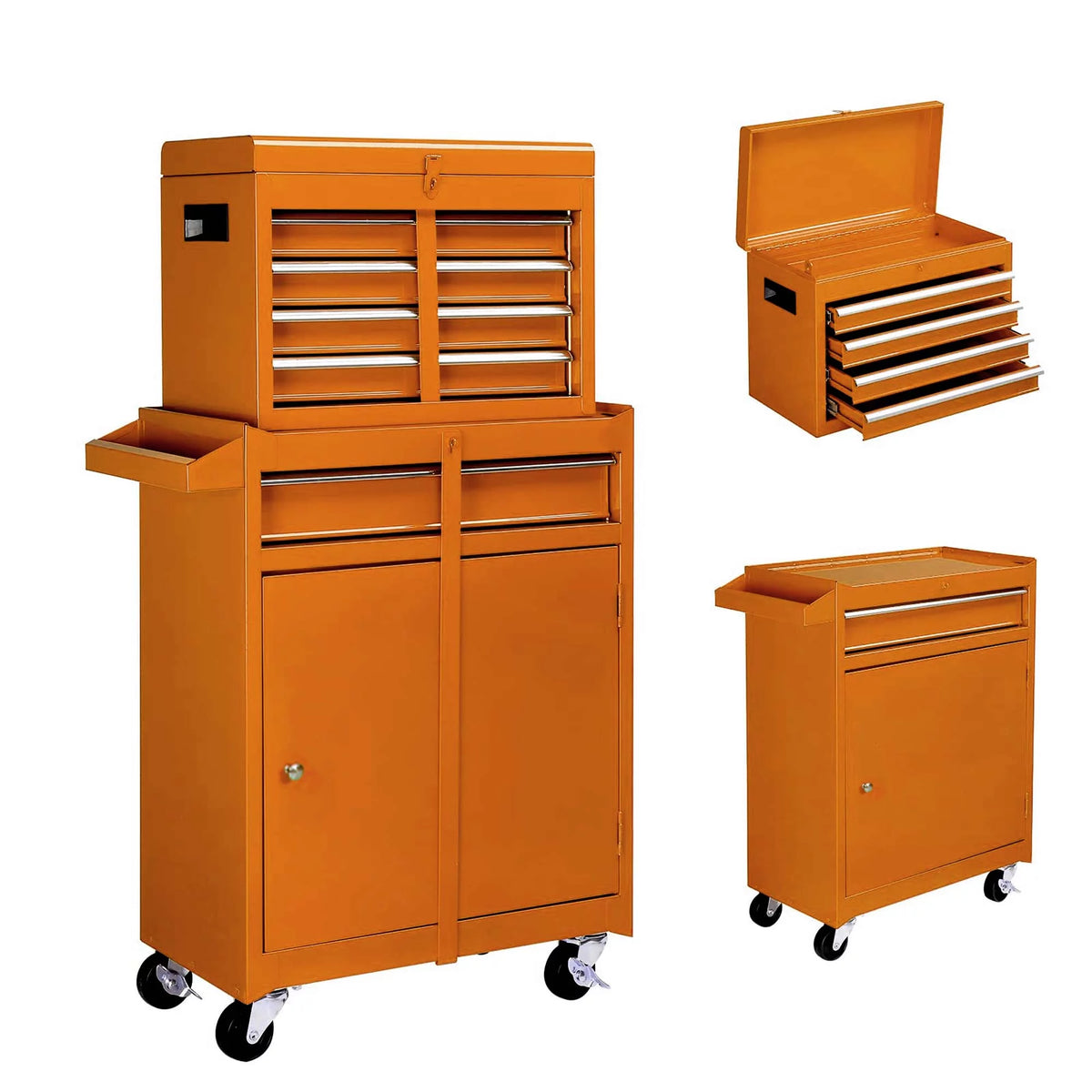 2 in 1 Steel Rolling Tool Chest, 8 Drawer, Black V639752
