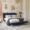Queen Light Gray Linen Upholstered Bed Z78352