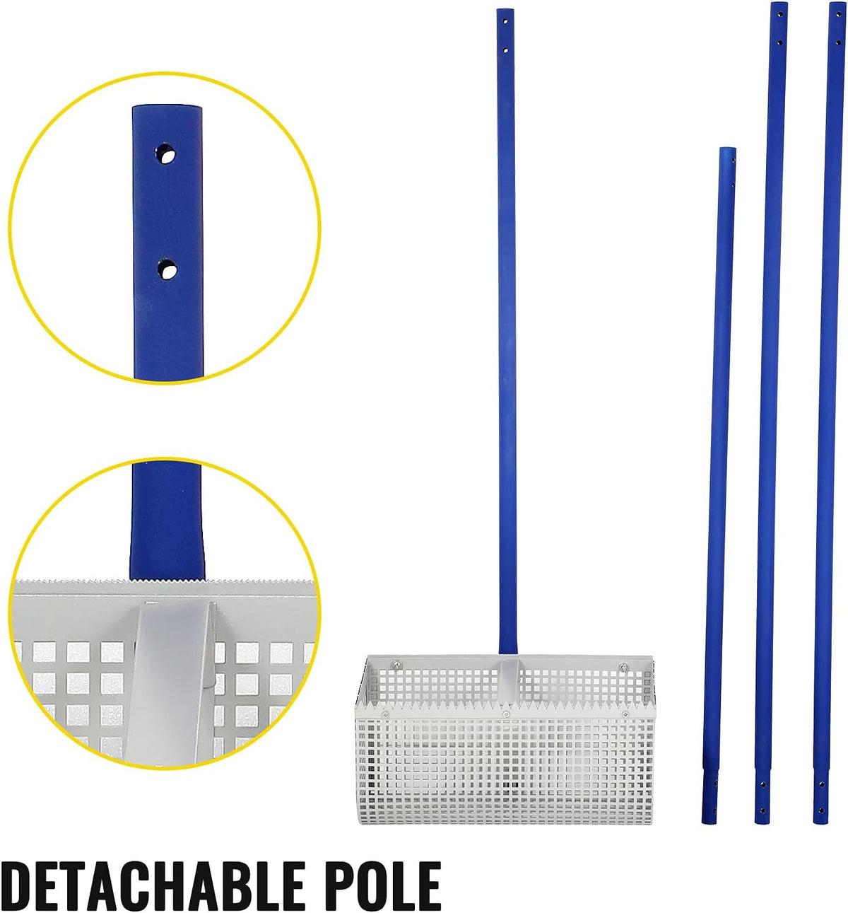 Sand Rake with 165 inches Detachable Pole Rope Net L235