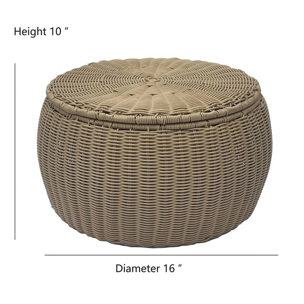 Wicker Rattan Storage Footstool Q48875