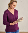 Purple Cashmere Merino V Neck Cardigan N7586
