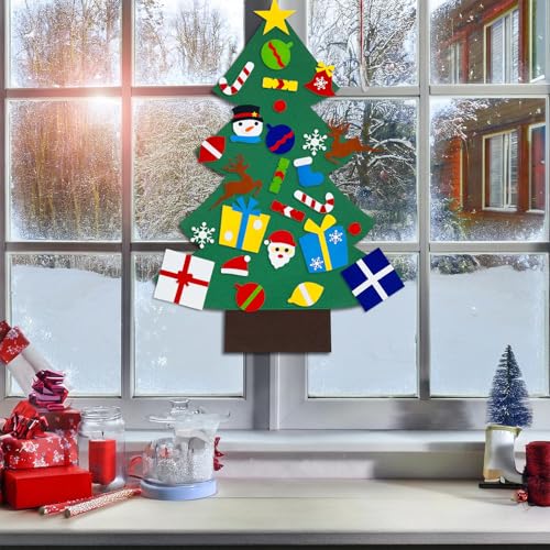 3.2 Feet Felt Christmas Tree with 32PCS Ornaments Y537