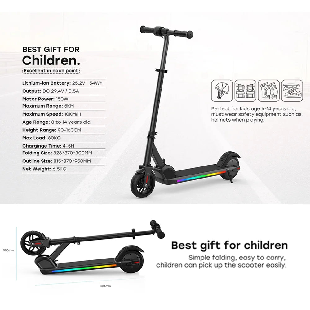 Foldable Electric Scooter with Rainbow Light and LED Display J23948