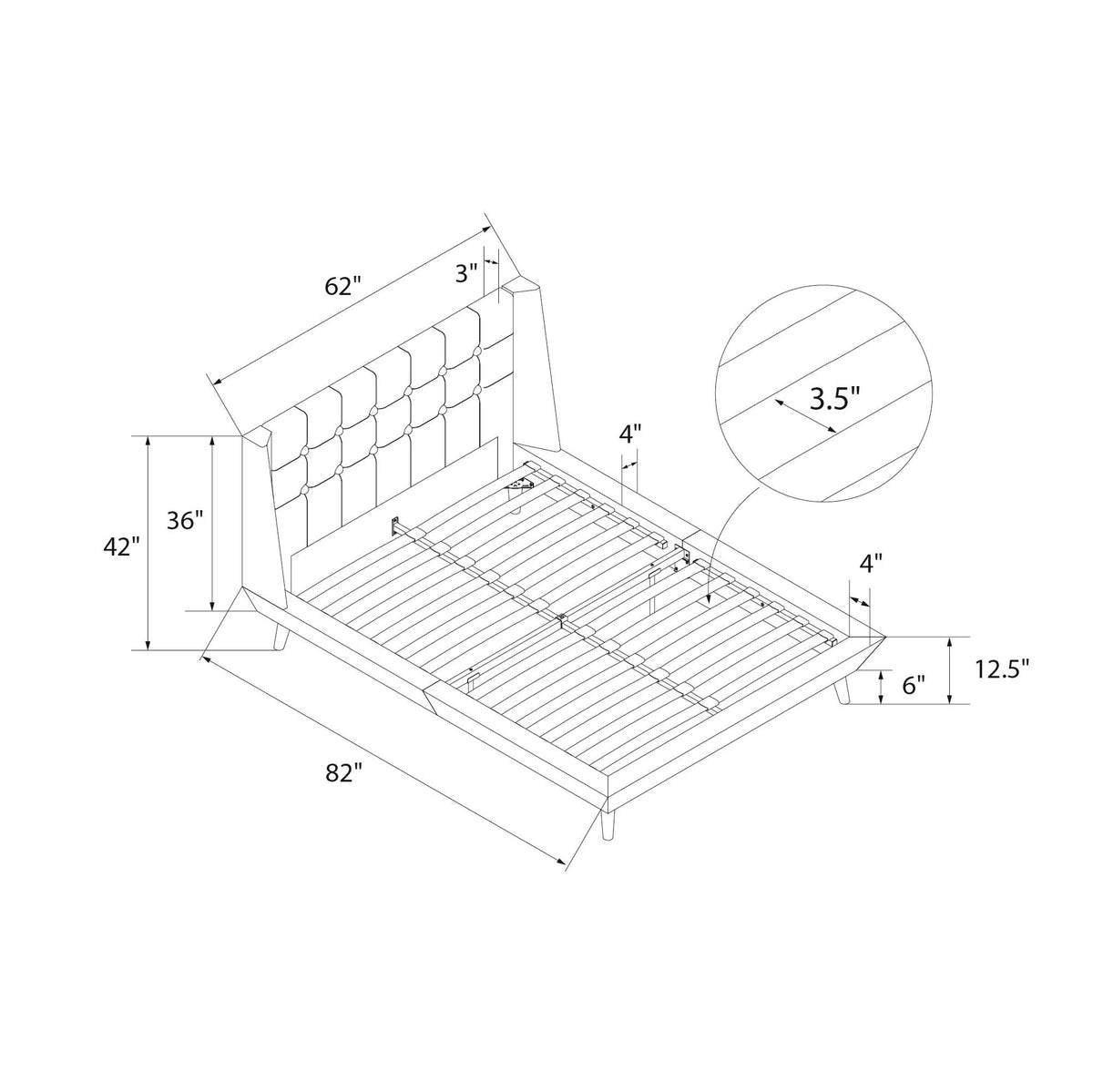 Queen Light Gray Linen Upholstered Bed Z78352