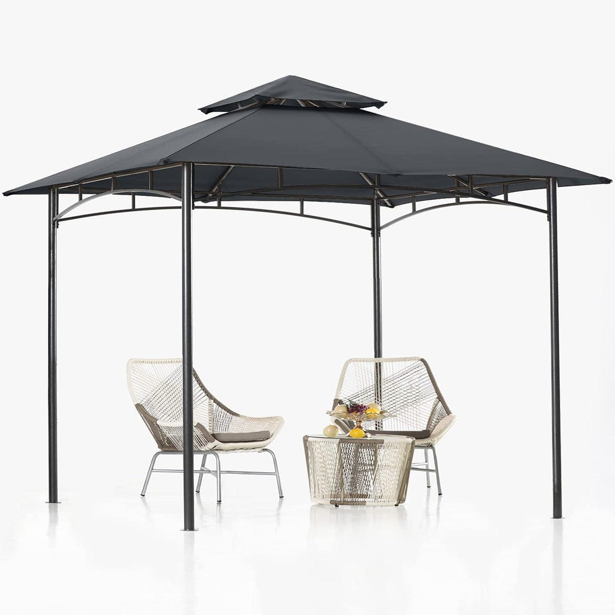 8'x 8' Gray Double Tiered Gazebo Canopy L670638
