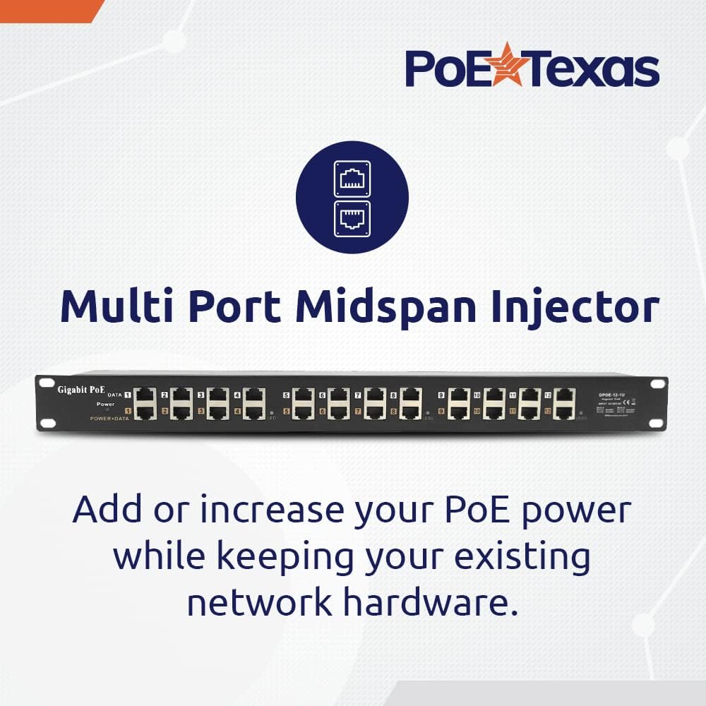 12 Port Gigabit Passive PoE Injector with 24V Power Supply N547546
