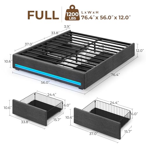 Black Twin Size Upholstered Platform Bed Frame with 4 Storage Drawers D281