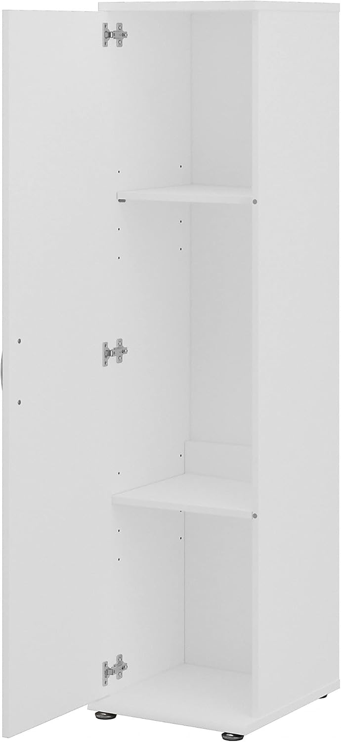 Tall Narrow Storage Cabinet with Door and Shelves, White Q77543