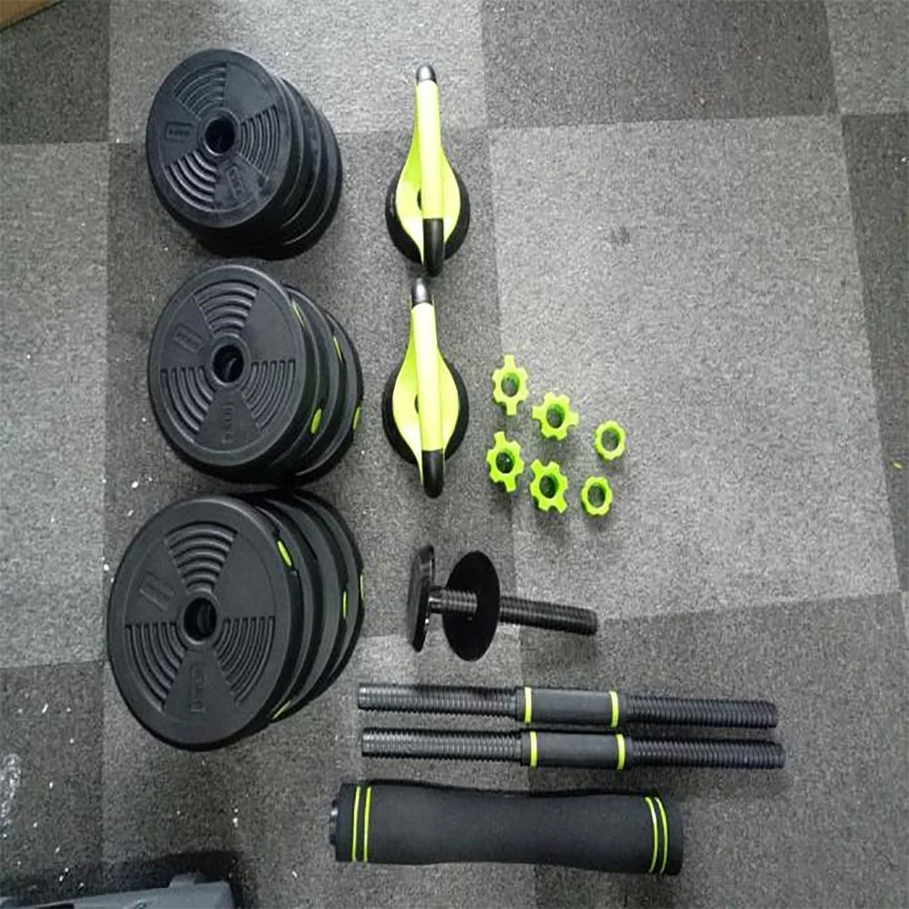 4-in-1 Dumbbells Set Barbell Kettlebells Push-Up-Stand 50 Pounds P407