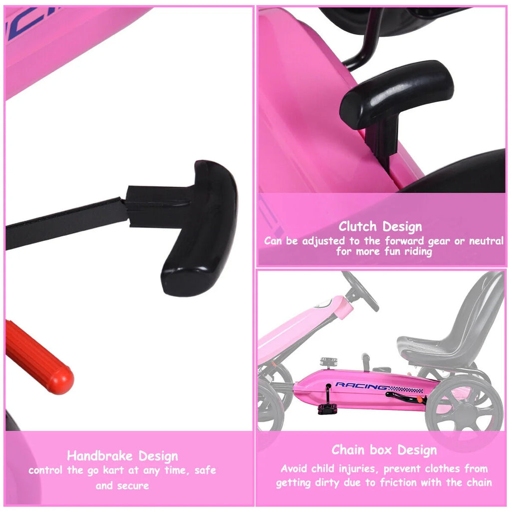 Pink Pedal Powered 4 Wheel Kids Ride On Car T127
